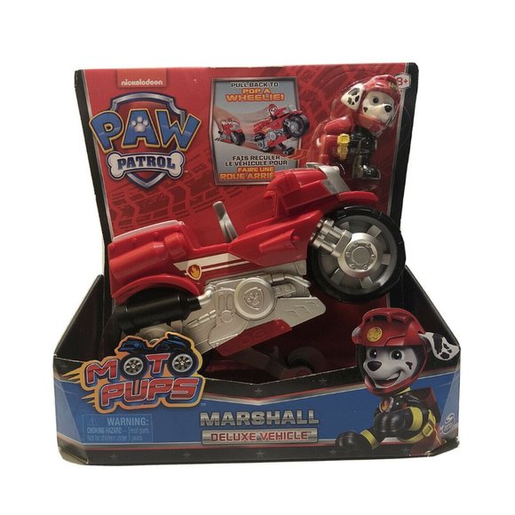 NEW, Paw Patrol Moto Pups MARSHALL Deluxe Motorcycle Pull Back Vehicle & Figure - Picture 2 of 3